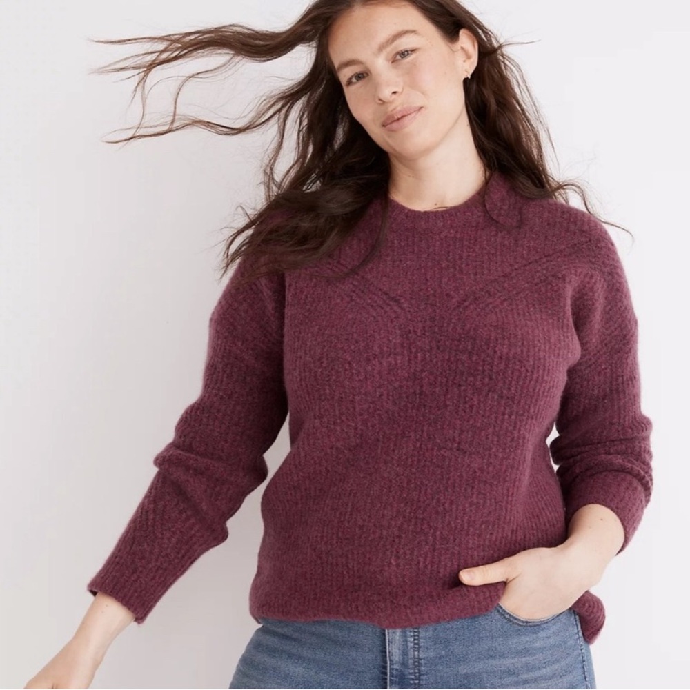 Madewell Belfiore Ribbed Pullover Sweater size Small wool camel hair blend EUC - Picture 3 of 8